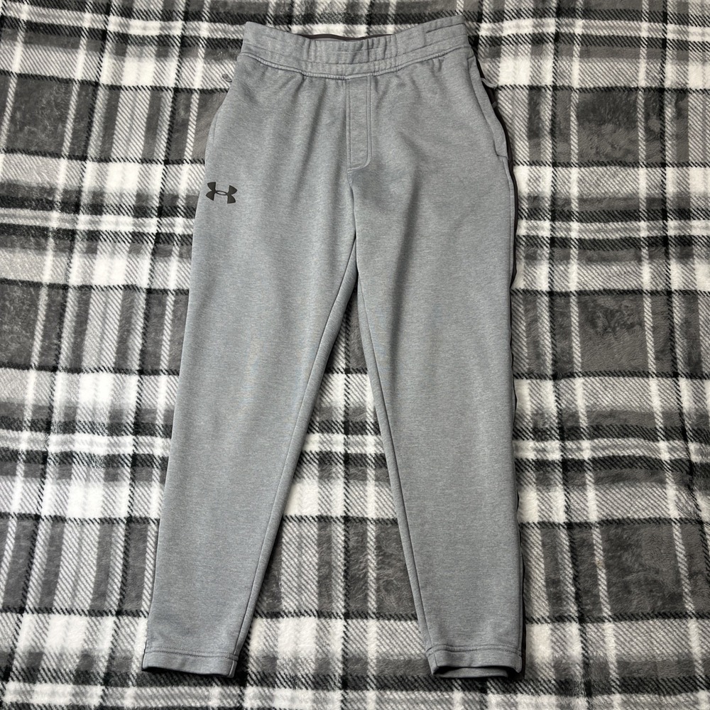 Under Armour Coldgear Jogger Pants Mens Gray Stretch Loose Medium EUC Basketball